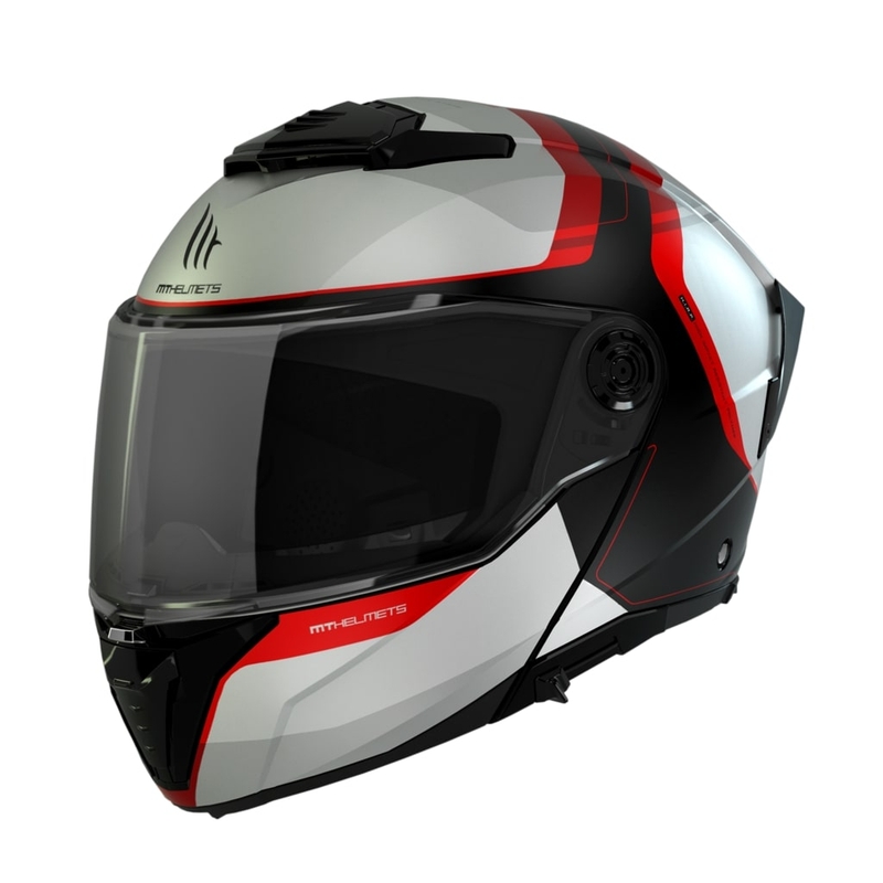 Kask motocyklowy MT ATOM 2 SV EMALLA B0 matowy biało-czarno-czerwony