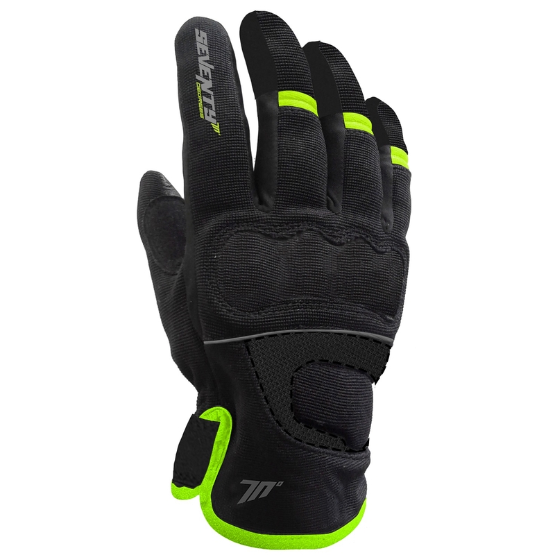 Damskie rękawiczki motocyklowe SEVENTY DEGREES SD-C45 czarno-fluo żółte