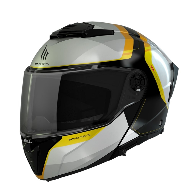 Kask motocyklowy MT ATOM 2 SV EMALLA B3 biało-czarno-żółty