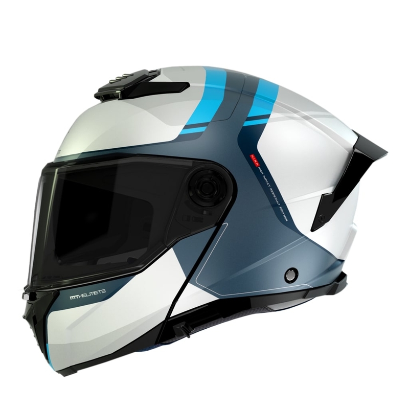 Kask motocyklowy MT ATOM 2 SV EMALLA C17 matowy biało-niebiesko-turkusowy