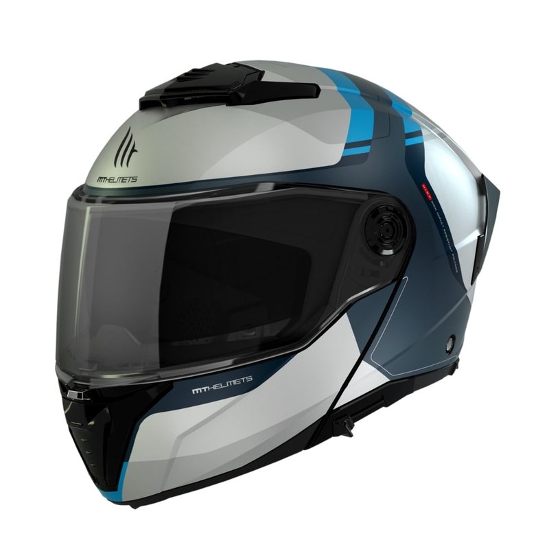 Kask motocyklowy MT ATOM 2 SV EMALLA C17 matowy biało-niebiesko-turkusowy