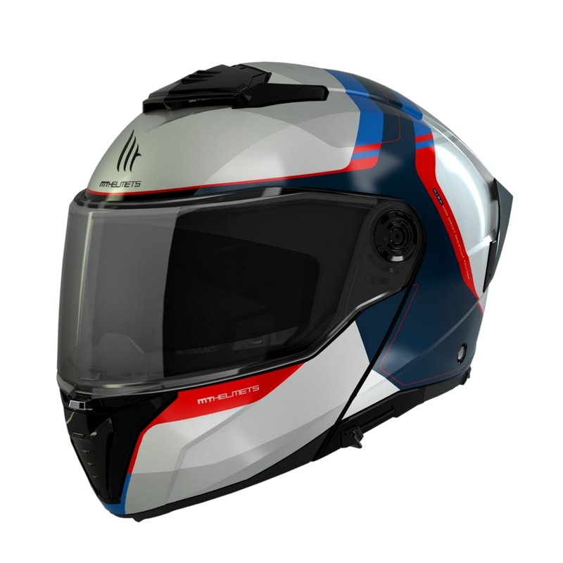 Kask motocyklowy MT ATOM 2 SV EMALLA C7 biało-niebiesko-czerwony