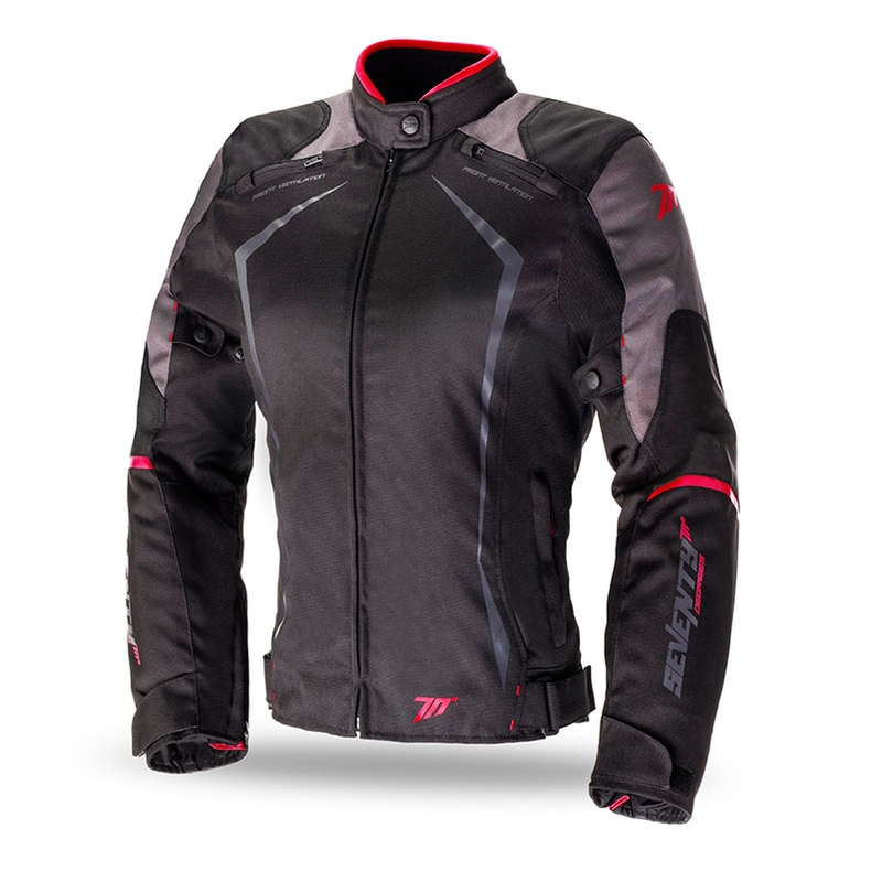Kurtka motocyklowa damska SEVENTY DEGREES SD-JR49 czarno-czerwona