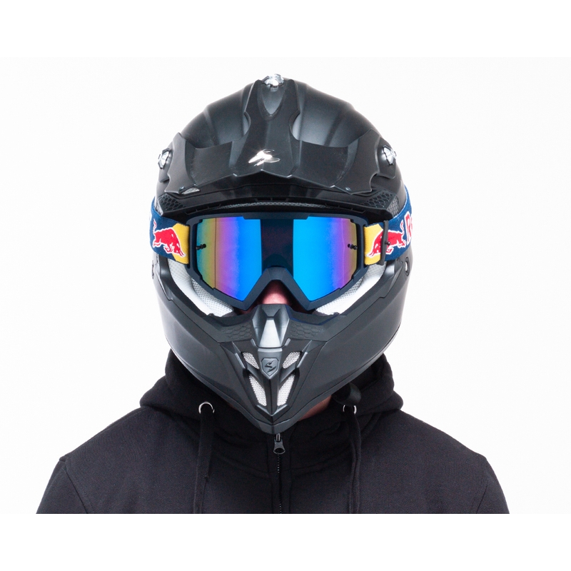 Gogle motocrossowe Red Bull Spect WHIP ciemnoniebieskie z niebieskimi soczewkami