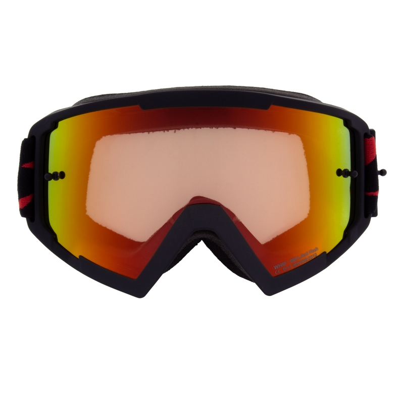Gogle motocrossowe Red Bull Spect WHIP czarne z czerwono-żółtymi soczewkami