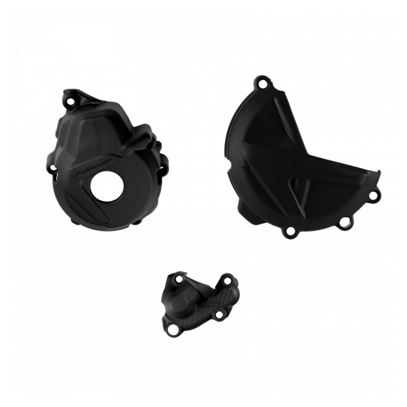Clutch and ignition cover protector kit POLISPORT Black for GAS GAS EC 350 F 2021-2023