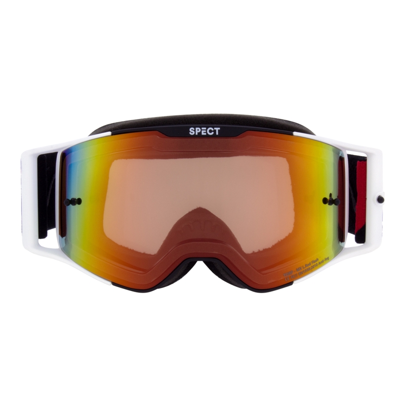 Gogle motocrossowe Red Bull Spect TORP czarno-białe z czerwonymi soczewkami