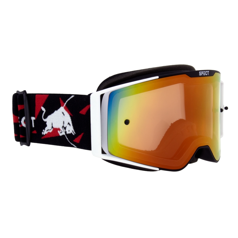 Gogle motocrossowe Red Bull Spect TORP czarno-białe z czerwonymi soczewkami