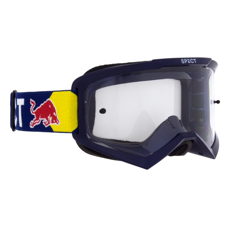 Gogle motocrossowe Red Bull Spect EVAN niebieskie z przezroczystymi soczewkami