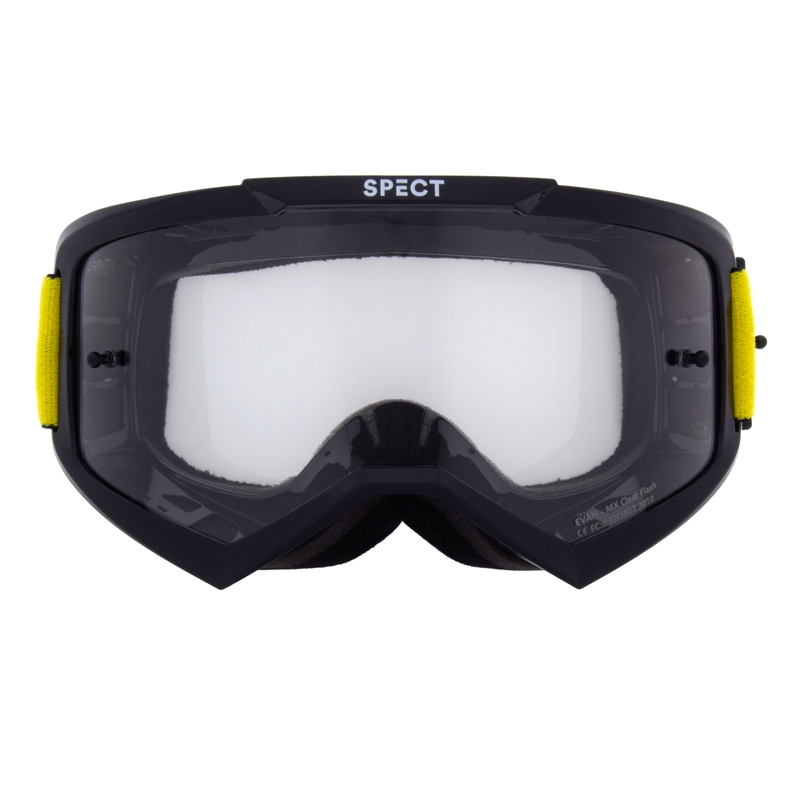 Gogle motocrossowe Red Bull Spect EVAN czarne z przezroczystymi soczewkami
