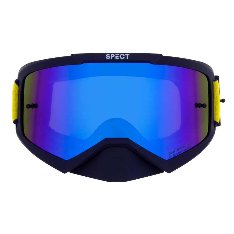 Gogle motocrossowe Red Bull Spect EVAN ciemnoniebieskie z niebieskimi soczewkami