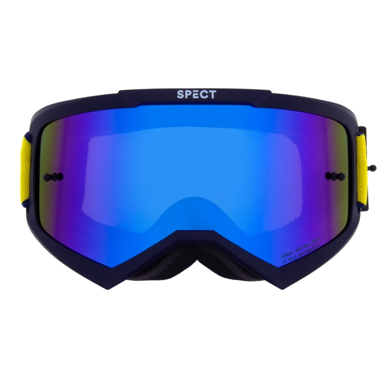 Gogle motocrossowe Red Bull Spect EVAN ciemnoniebieskie z niebieskimi soczewkami