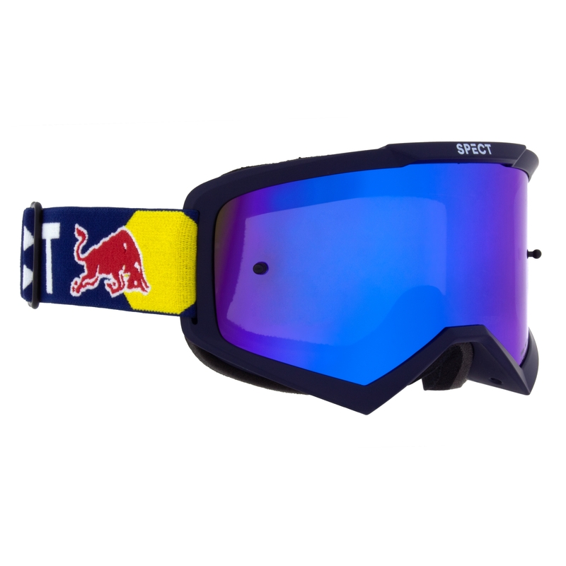Gogle motocrossowe Red Bull Spect EVAN ciemnoniebieskie z niebieskimi soczewkami