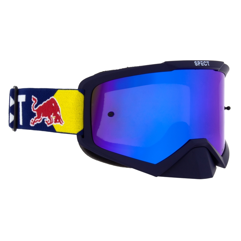 Gogle motocrossowe Red Bull Spect EVAN ciemnoniebieskie z niebieskimi soczewkami