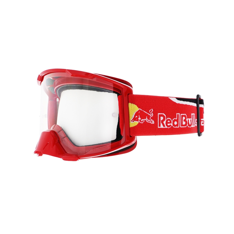 Gogle motocrossowe Red Bull Spect STRIVE S czerwone z przezroczystymi soczewkami