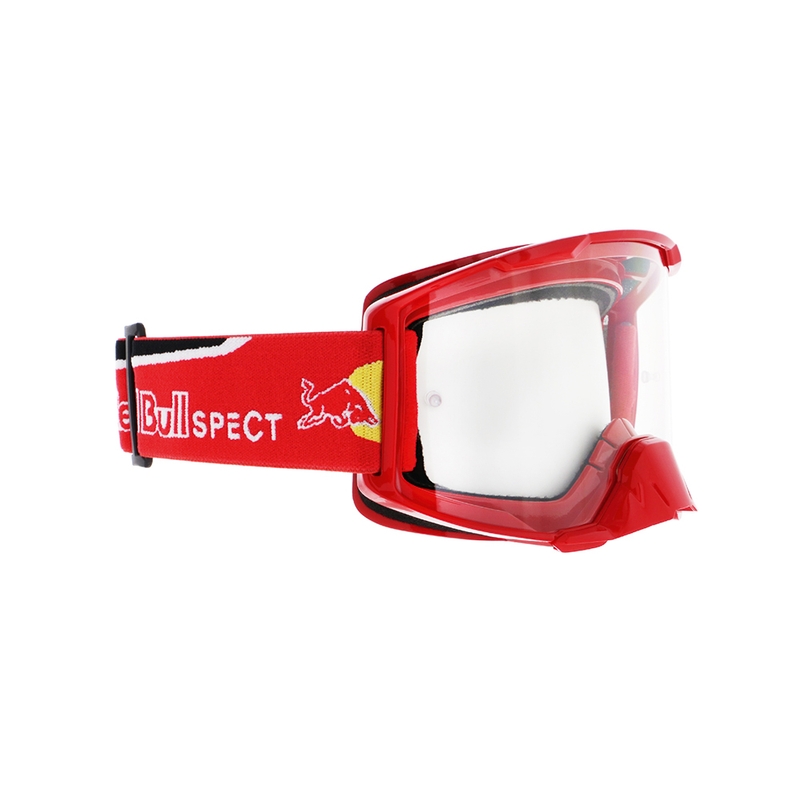 Gogle motocrossowe Red Bull Spect STRIVE S czerwone z przezroczystymi soczewkami