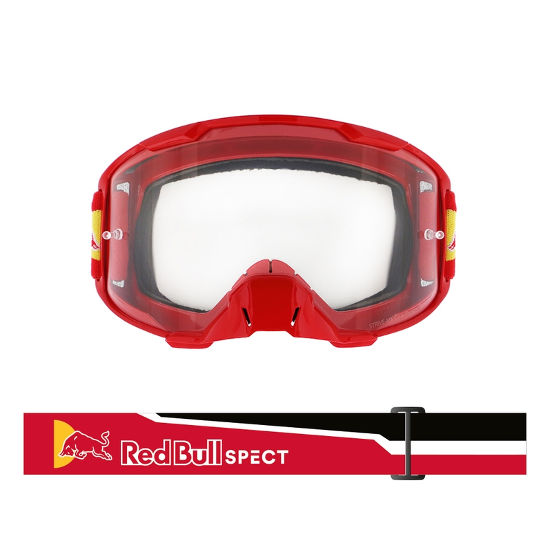 Gogle motocrossowe Red Bull Spect STRIVE S czerwone z przezroczystymi soczewkami