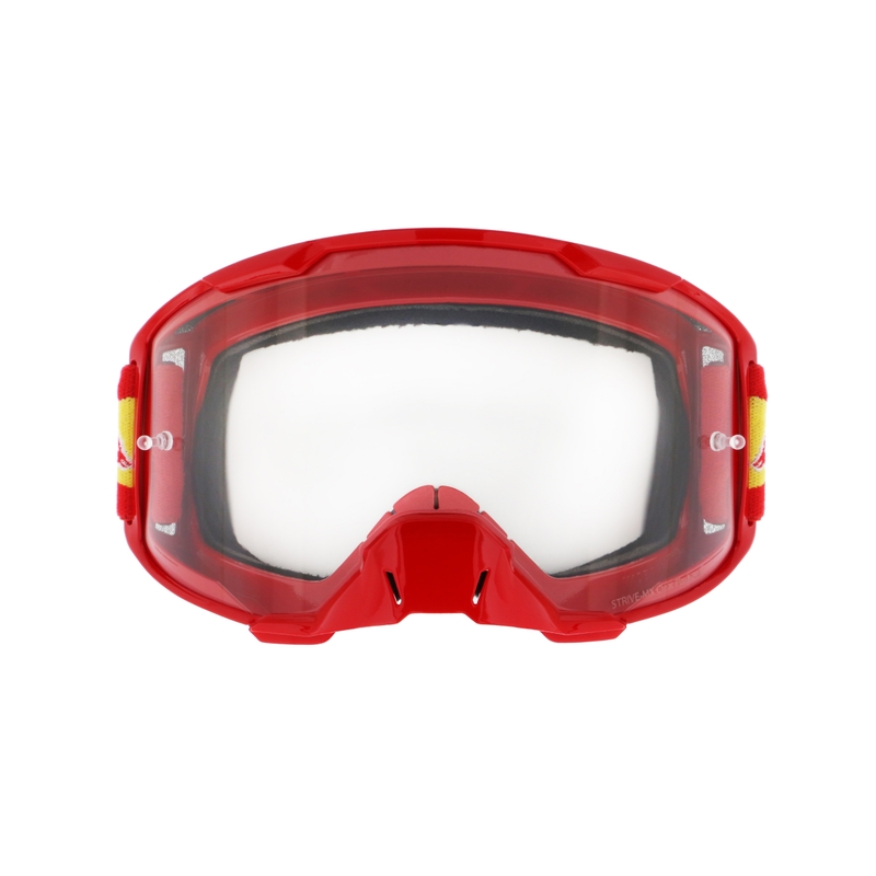 Gogle motocrossowe Red Bull Spect STRIVE S czerwone z przezroczystymi soczewkami