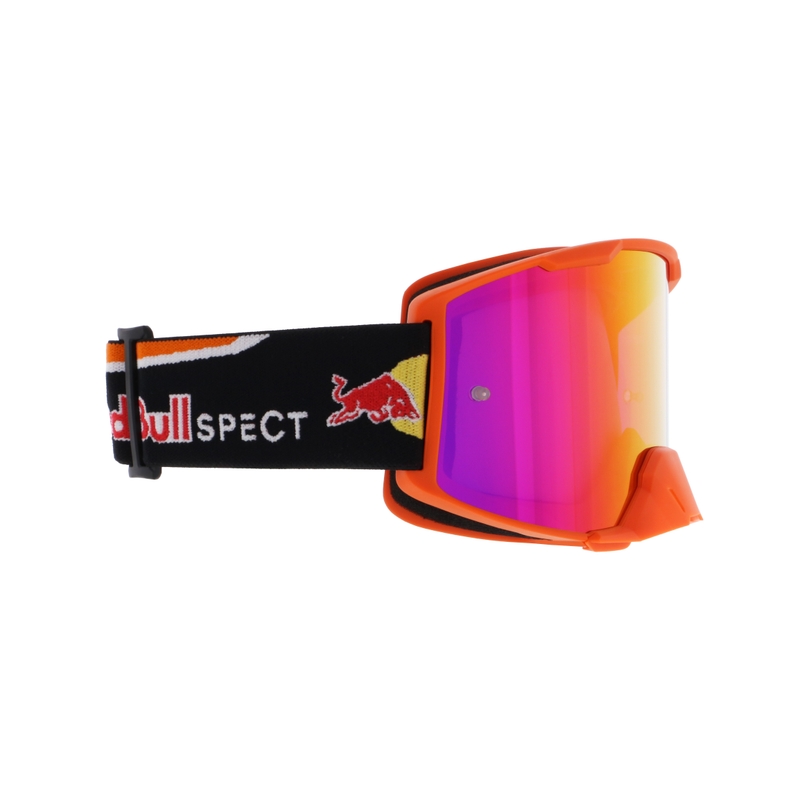 Gogle motocrossowe Red Bull Spect STRIVE S pomarańczowe z czerwonymi soczewkami