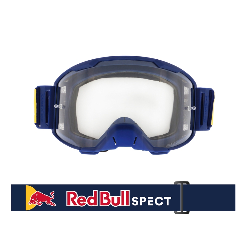 Gogle motocrossowe Red Bull Spect STRIVE S ciemnoniebieskie z przezroczystymi soczewkami