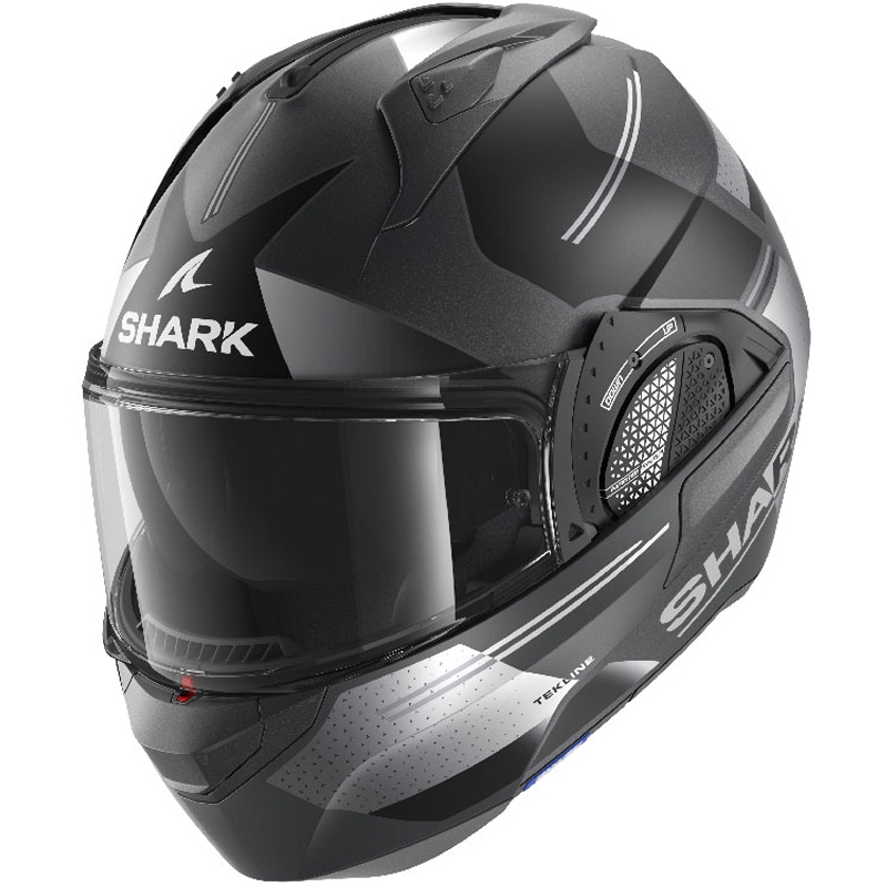 Kask SHARK EVO-GT Tekline czarno-szary z matową wywrotką