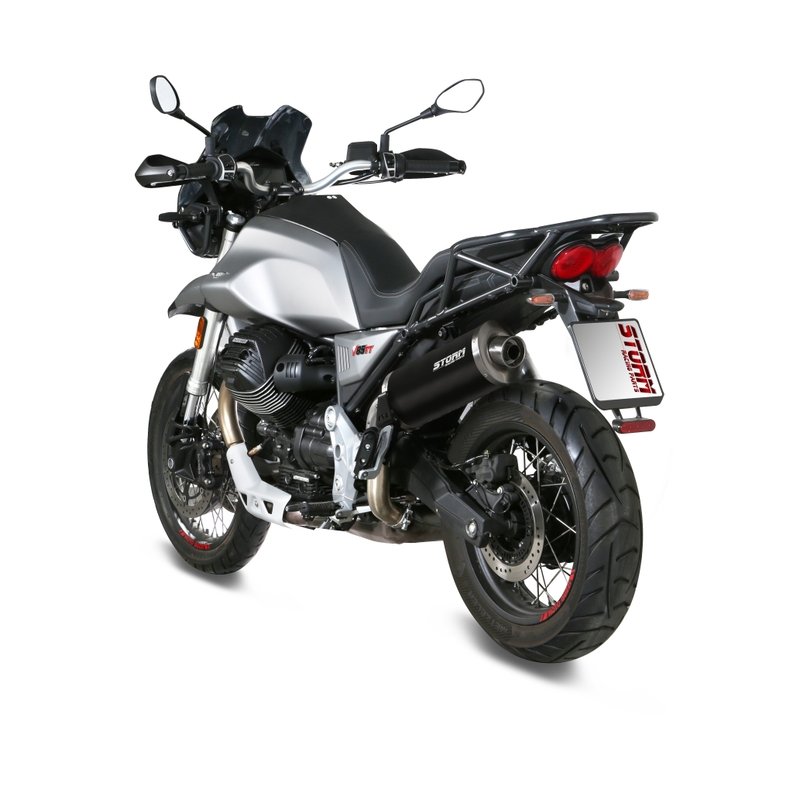 Silencer STORM OVAL Black Stainless Steel for MOTO GUZZI V 85 TT 850 / Travel 2019-2024