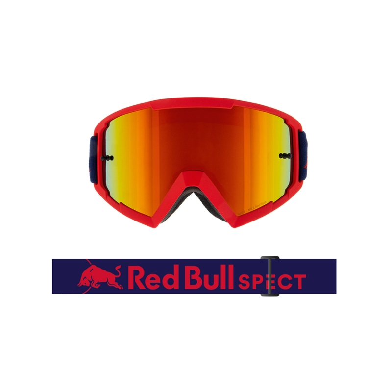 Gogle motocrossowe Red Bull Spect WHIP czerwone z pomarańczowymi soczewkami