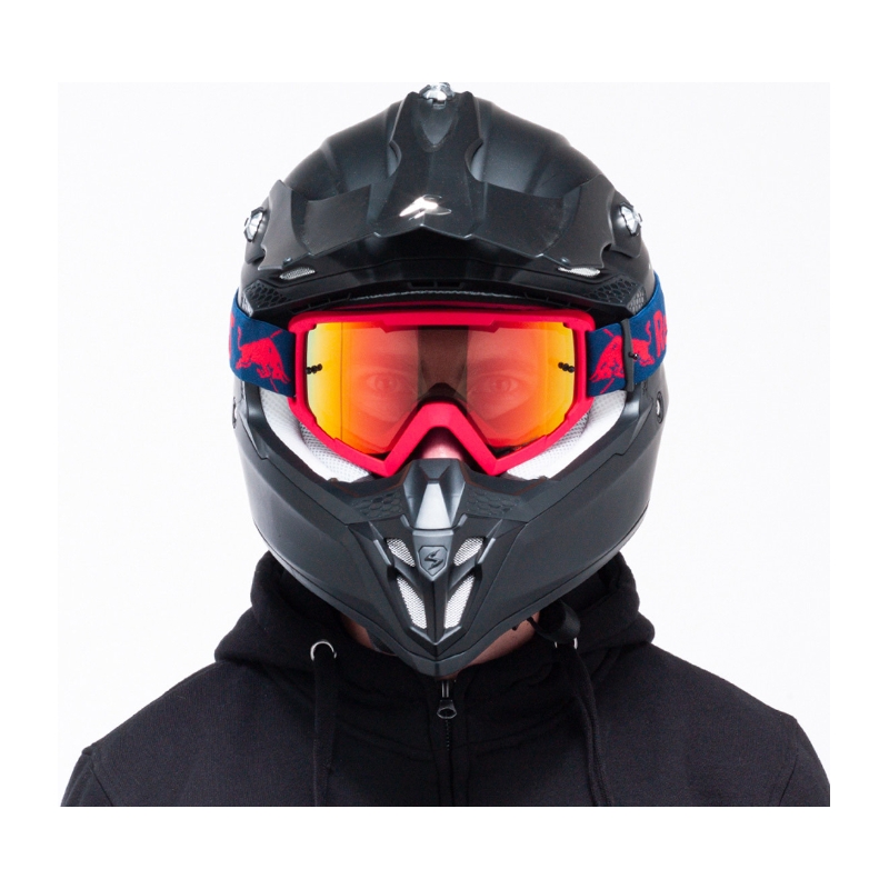 Gogle motocrossowe Red Bull Spect WHIP czerwone z pomarańczowymi soczewkami