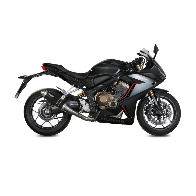 Full exhaust system 4x2x1 STORM GP Steel black for HONDA CB 650 R 2019-2023, HONDA CBR 650 R 2019-2023