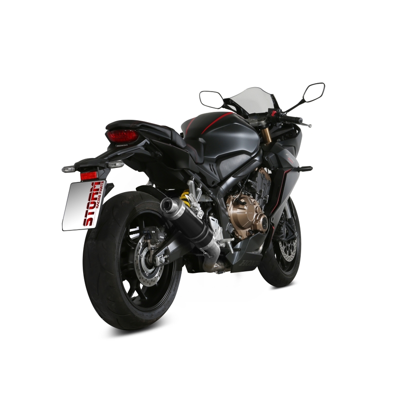 Full exhaust system 4x2x1 STORM GP Steel black for HONDA CB 650 R 2019-2023, HONDA CBR 650 R 2019-2023