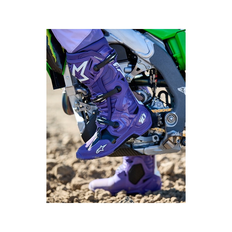 Buty motocyklowe Alpinestars Tech 10 fioletowo-czarno-białe