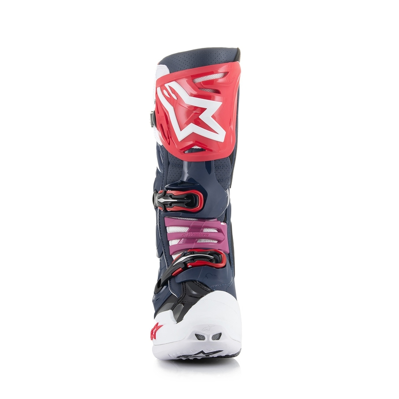 Buty motocyklowe Alpinestars Tech 10 Supervented perforowane granatowo-biało-czerwono-fioletowe