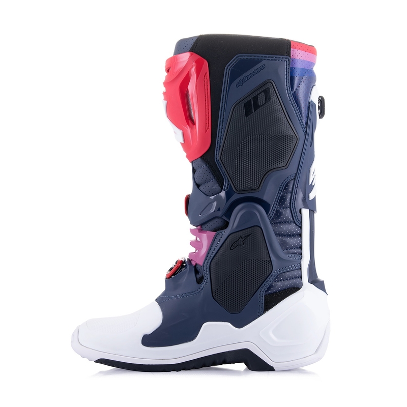 Buty motocyklowe Alpinestars Tech 10 Supervented perforowane granatowo-biało-czerwono-fioletowe