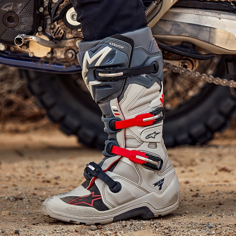 Buty motocyklowe Alpinestars Tech 7 Enduro 2024 szaro-niebiesko-czarne