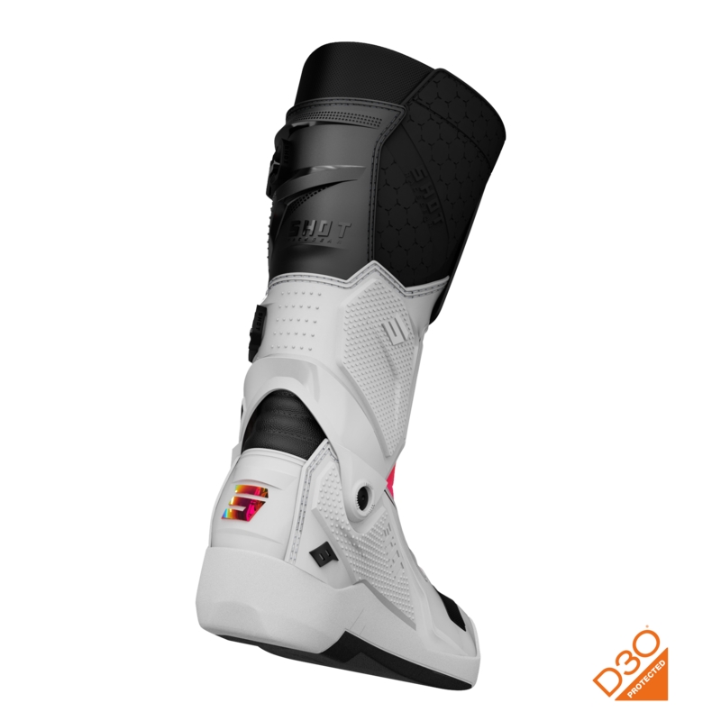 Shot Race 8 Holograficzne biało-czarno-różowe buty motocrossowe