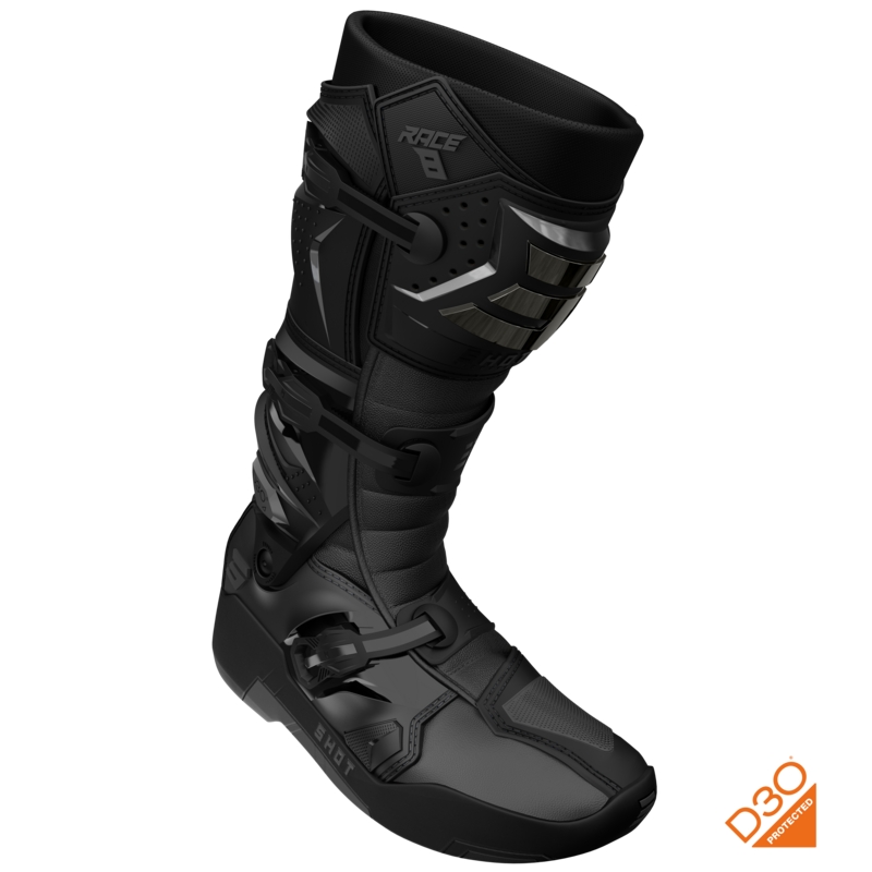 Buty motocyklowe Shot Race 8 Chrome do motocrossu, czarne