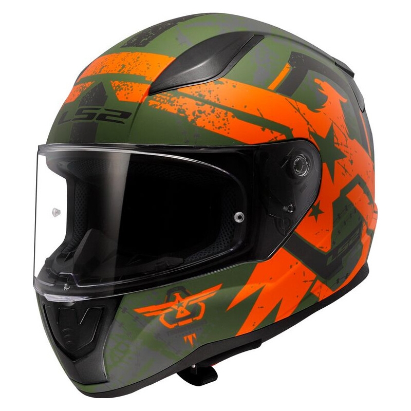 Kask motocyklowy integralny LS2 FF353 RAPID II Thunderbirds zielono-pomarańczowy matowy