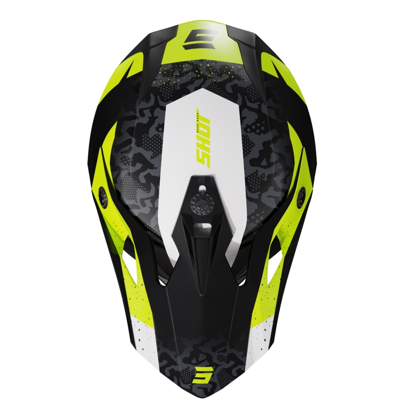 Kask motocrossowy Shot Pulse Airfit czarno-biało-żółty z połyskiem wyprzedaż