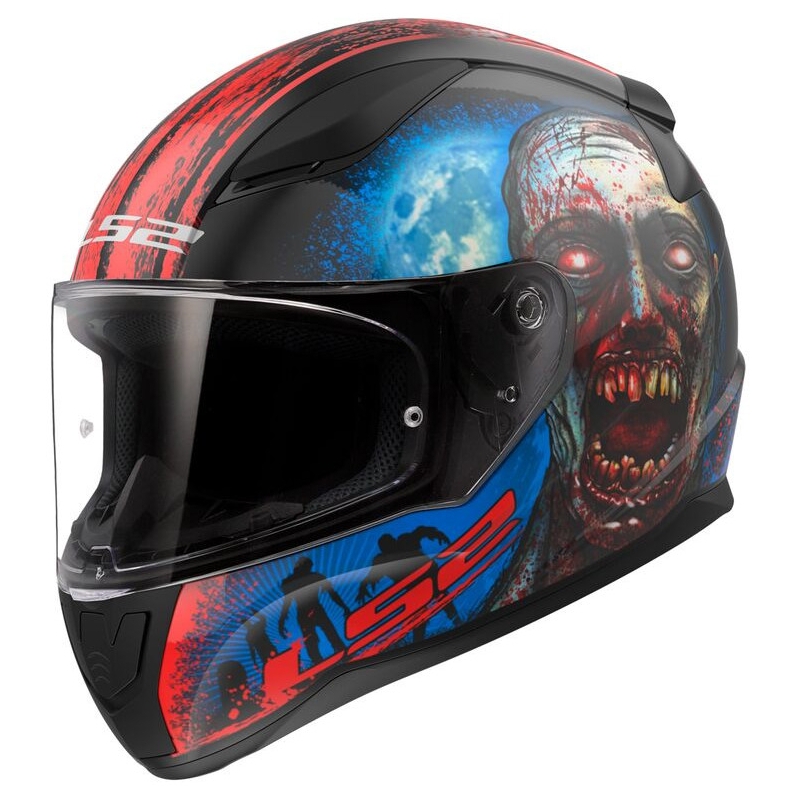 Kask motocyklowy integralny LS2 FF353 RAPID II Zombie czarno-czerwony błyszczący