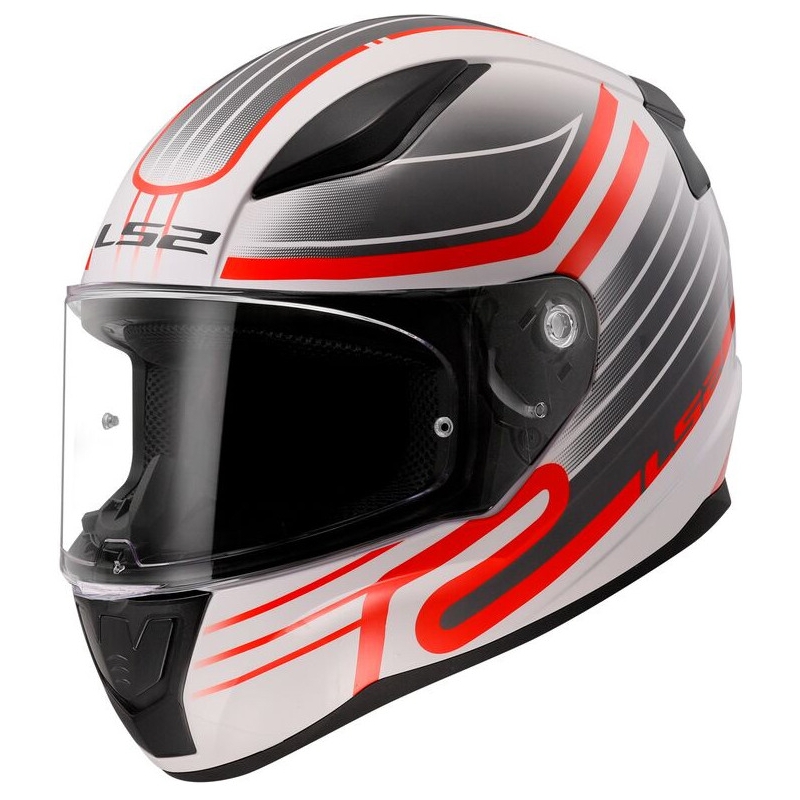 Kask motocyklowy integralny LS2 FF353 RAPID II Circuit biało-czerwony błyszczący