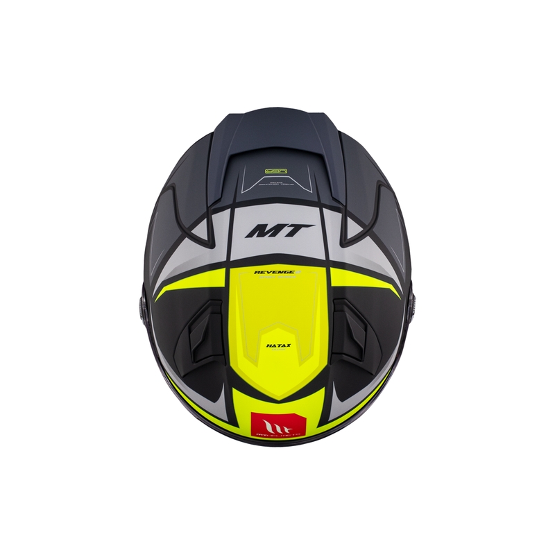 Zintegrowany kask motocyklowy MT REVENGE 2 S HATAX C3 czarno-szaro-żółty