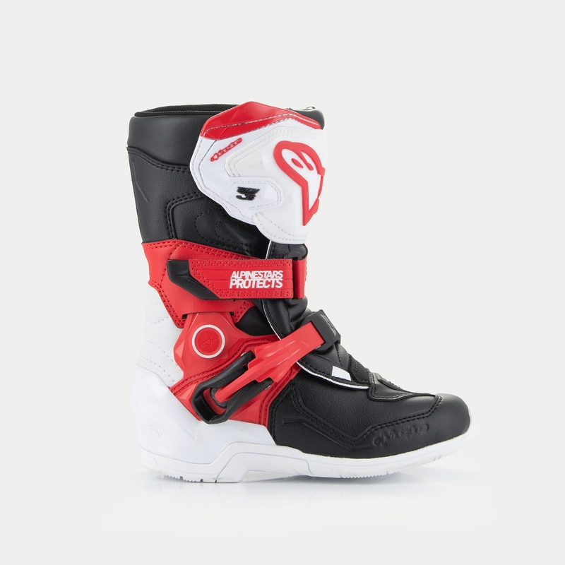 Alpinestars Tech 3S Kids 2024 Czarno-biało-czerwone buty motocyklowe dla dzieci
