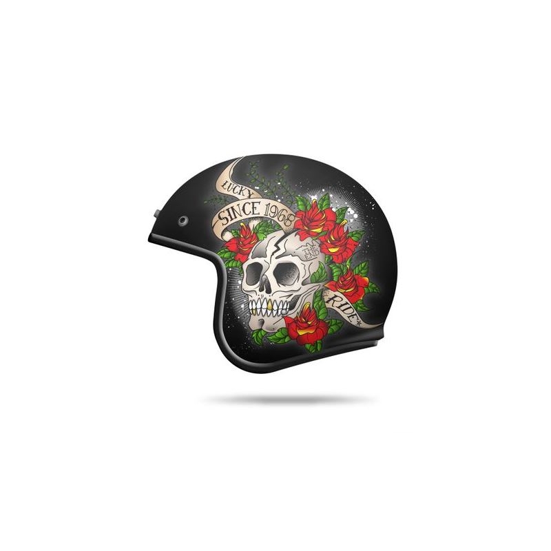 Otwarty kask motocyklowy MT LeMans SV Skull & Rose czerwony