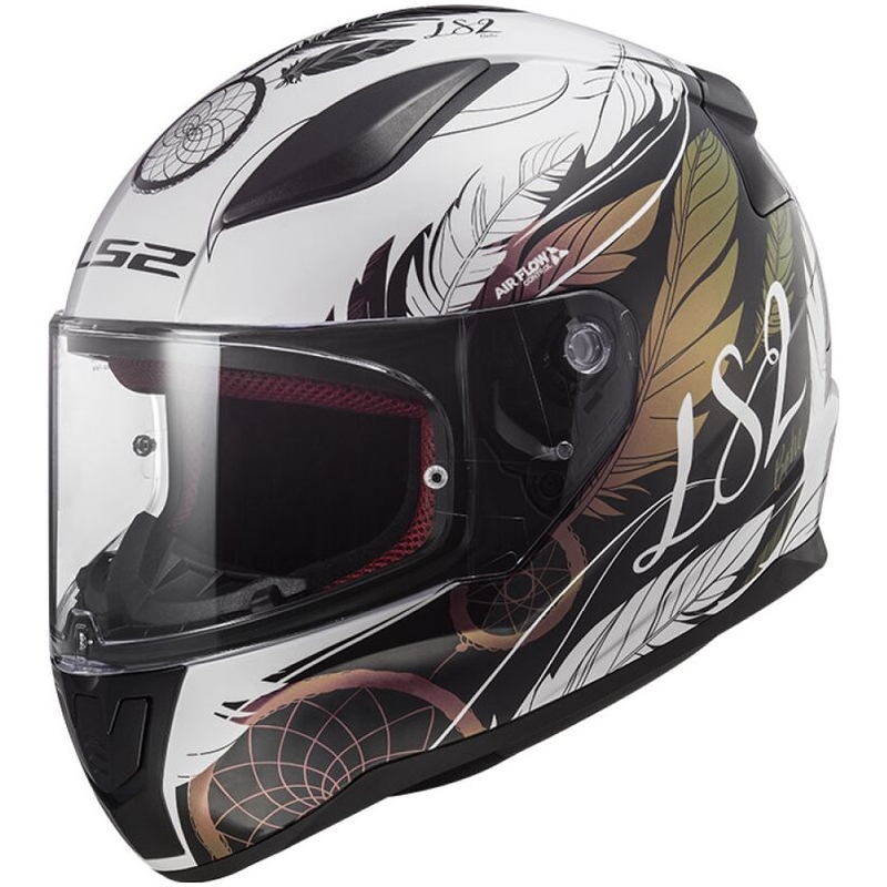 Kask motocyklowy integralny LS2 FF353 RAPID II Boho biało-czarno-różowy błyszczący