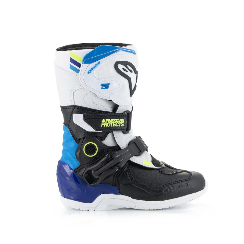 Buty motocyklowe dla dzieci Alpinestars Tech 3S w kolorze biało-czarno-niebieskim