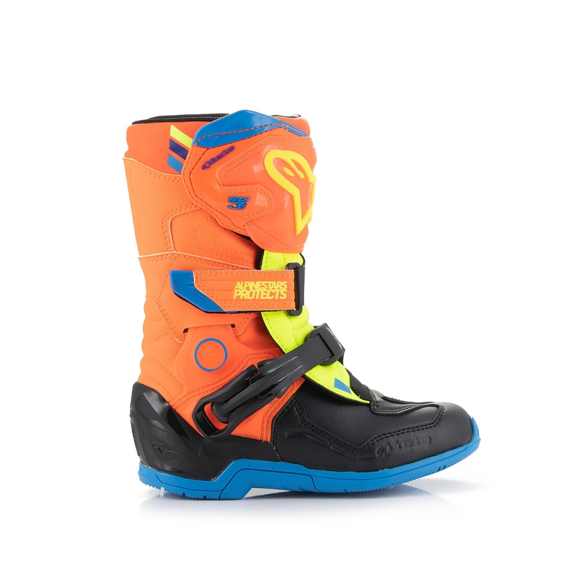 Alpinestars Tech 3S Kids Fluo Orange-Blue-Fluo Yellow-Black Buty motocyklowe dla dzieci