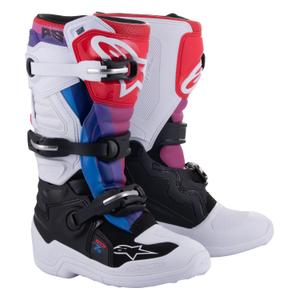 Dziecięce buty motocrossowe Alpinestars Tech 7 S 2024 biało-czarno-czerwono-niebiesko-fioletowe