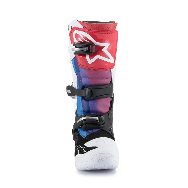 Buty motocrossowe dla dzieci Alpinestars Tech 7 S w kolorze biało-czarno-czerwono-niebiesko-fioletowym