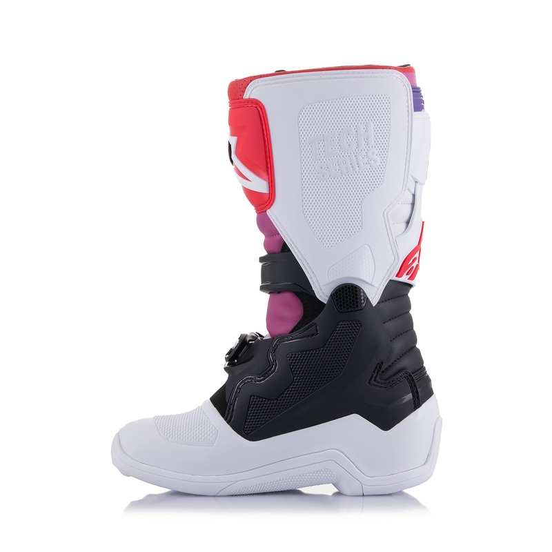 Buty motocrossowe dla dzieci Alpinestars Tech 7 S w kolorze biało-czarno-czerwono-niebiesko-fioletowym