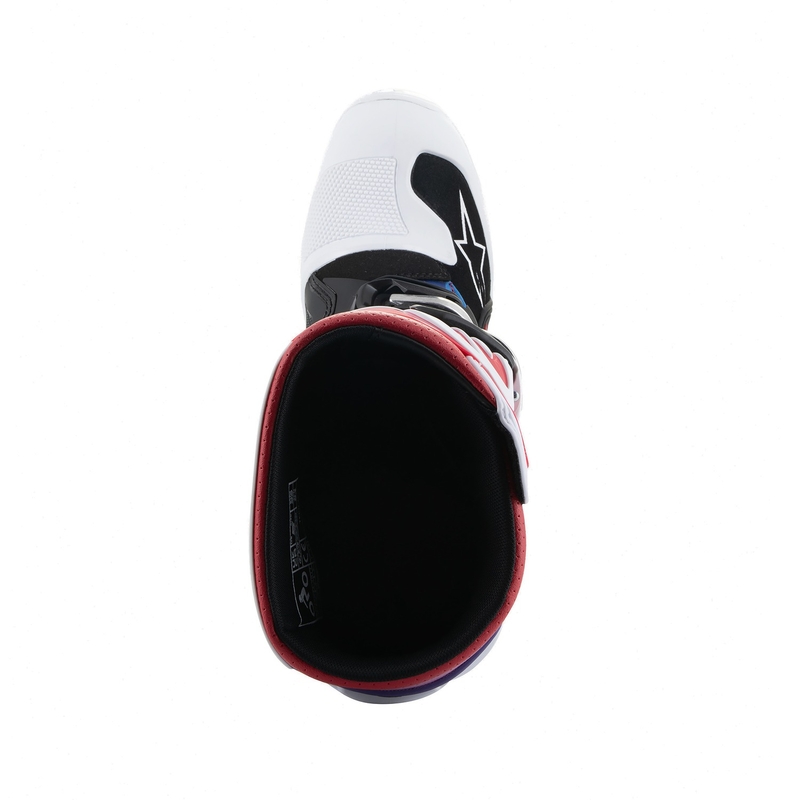 Buty motocrossowe dla dzieci Alpinestars Tech 7 S w kolorze biało-czarno-czerwono-niebiesko-fioletowym